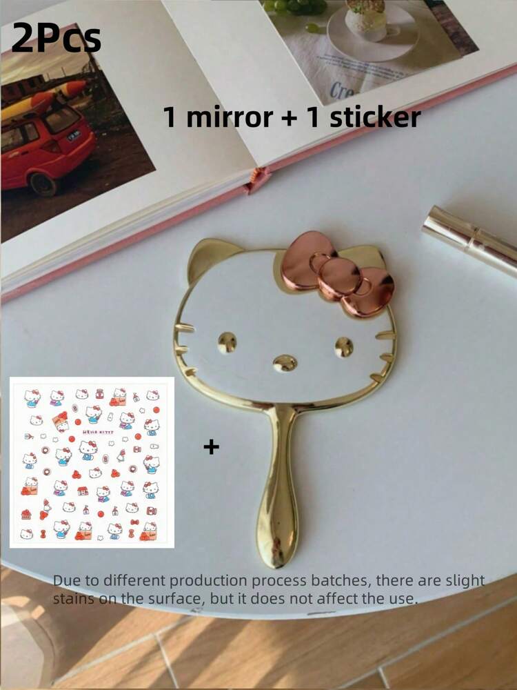 Sanrio Hello Kitty Cartoon Handheld Mirror – Cute Portable Makeup Mirror with Handle or Stand