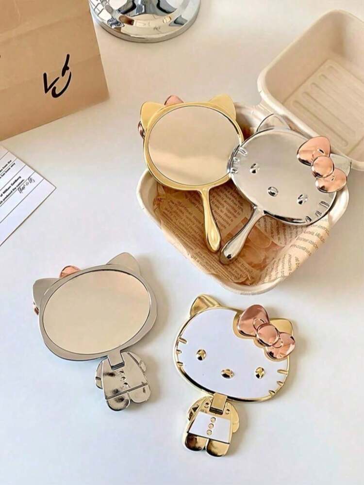 Sanrio Hello Kitty Cartoon Handheld Mirror – Cute Portable Makeup Mirror with Handle or Stand