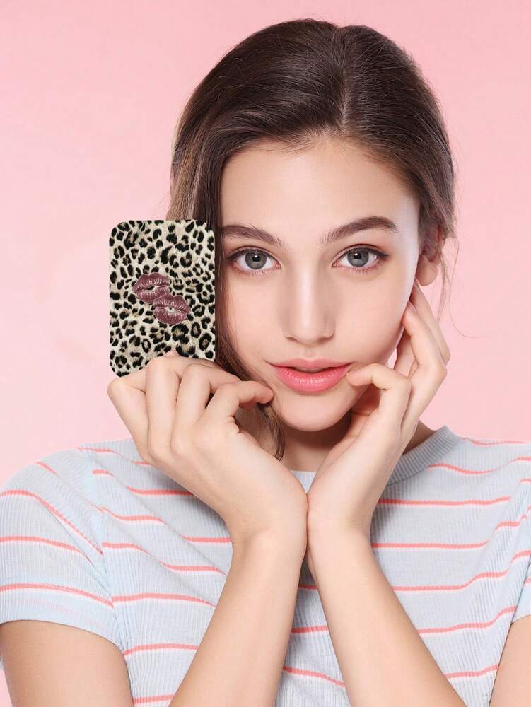 Y2K Leopard Print Folding Vanity Mirror – Ultra-Thin & Portable Design