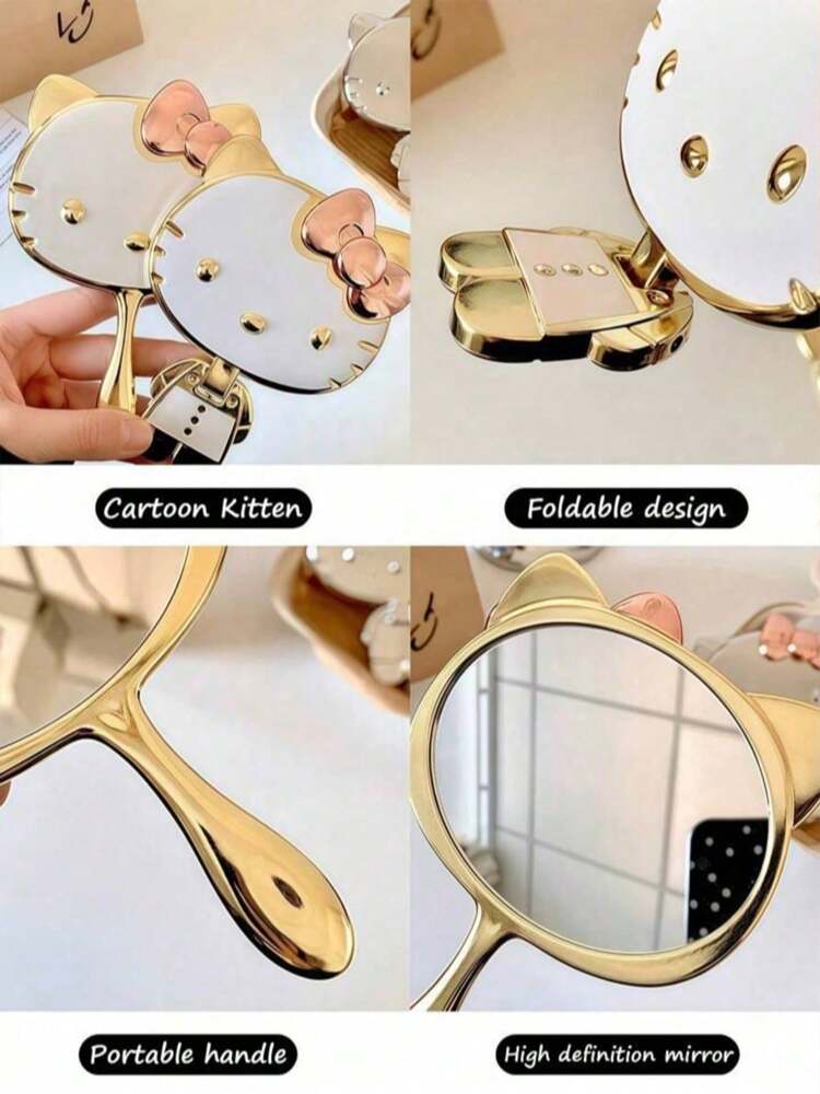 Sanrio Hello Kitty Cartoon Handheld Mirror – Cute Portable Makeup Mirror with Handle or Stand