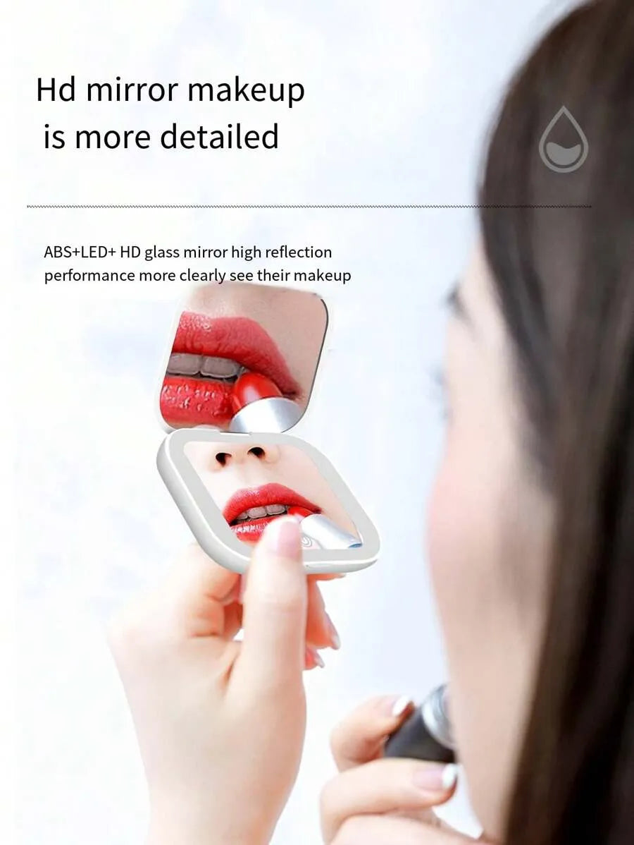 1Handheld LED Makeup Mirror – Rechargeable, High-Definition Portable Vanity Mirror with Tri-Color Lighting