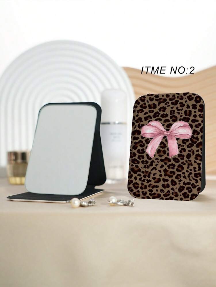 Y2K Leopard Print Folding Vanity Mirror – Ultra-Thin & Portable Design