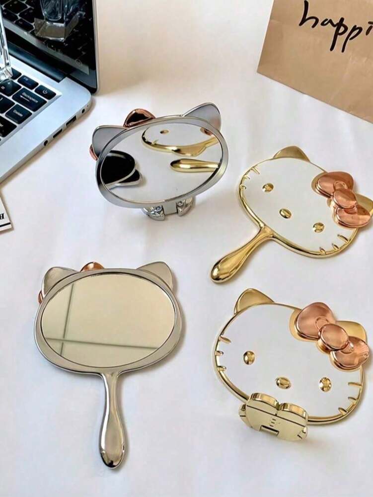 Sanrio Hello Kitty Cartoon Handheld Mirror – Cute Portable Makeup Mirror with Handle or Stand