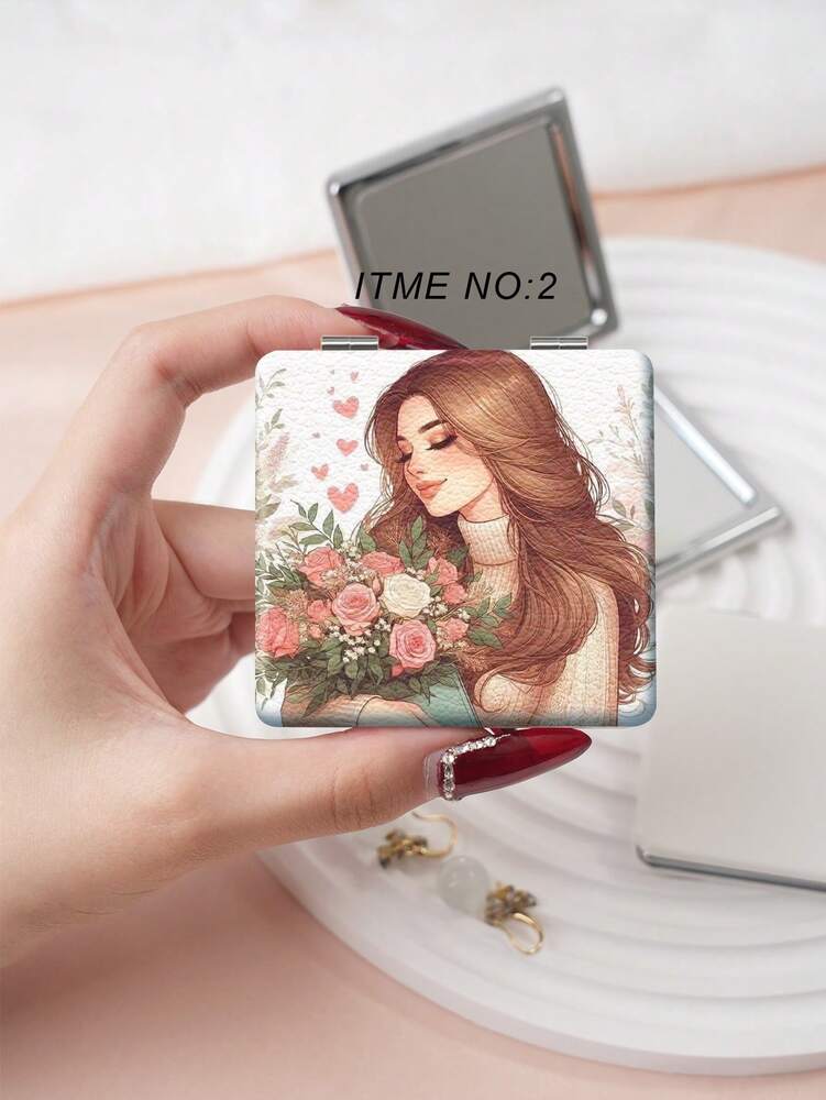 Y2K Series Portable Vanity Mirror, Foldable, Lightweight, Ultra-Thin, Convenient Hand Mirror with Stainless Steel Coating