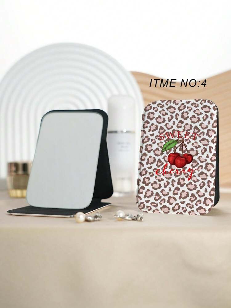 Y2K Leopard Print Folding Vanity Mirror – Ultra-Thin & Portable Design