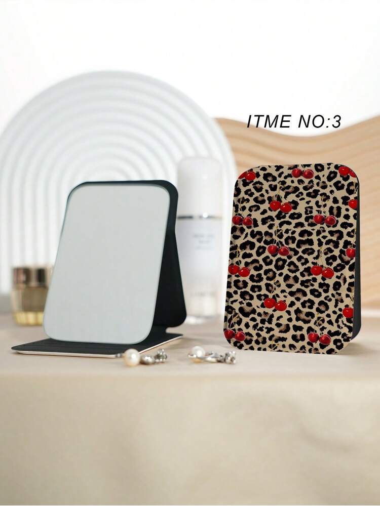 Y2K Leopard Print Folding Vanity Mirror – Ultra-Thin & Portable Design