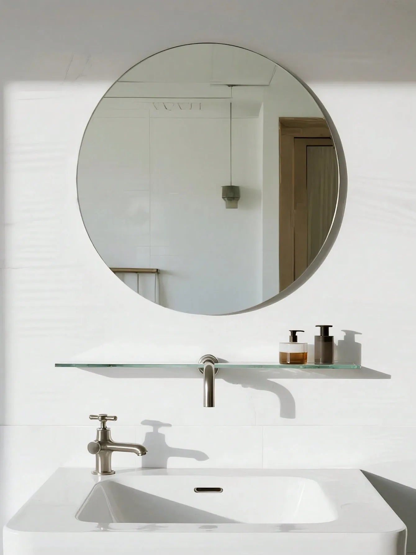 Round/Oval Acrylic Mirror Wall Sticker – Self-Adhesive, Non-Glass