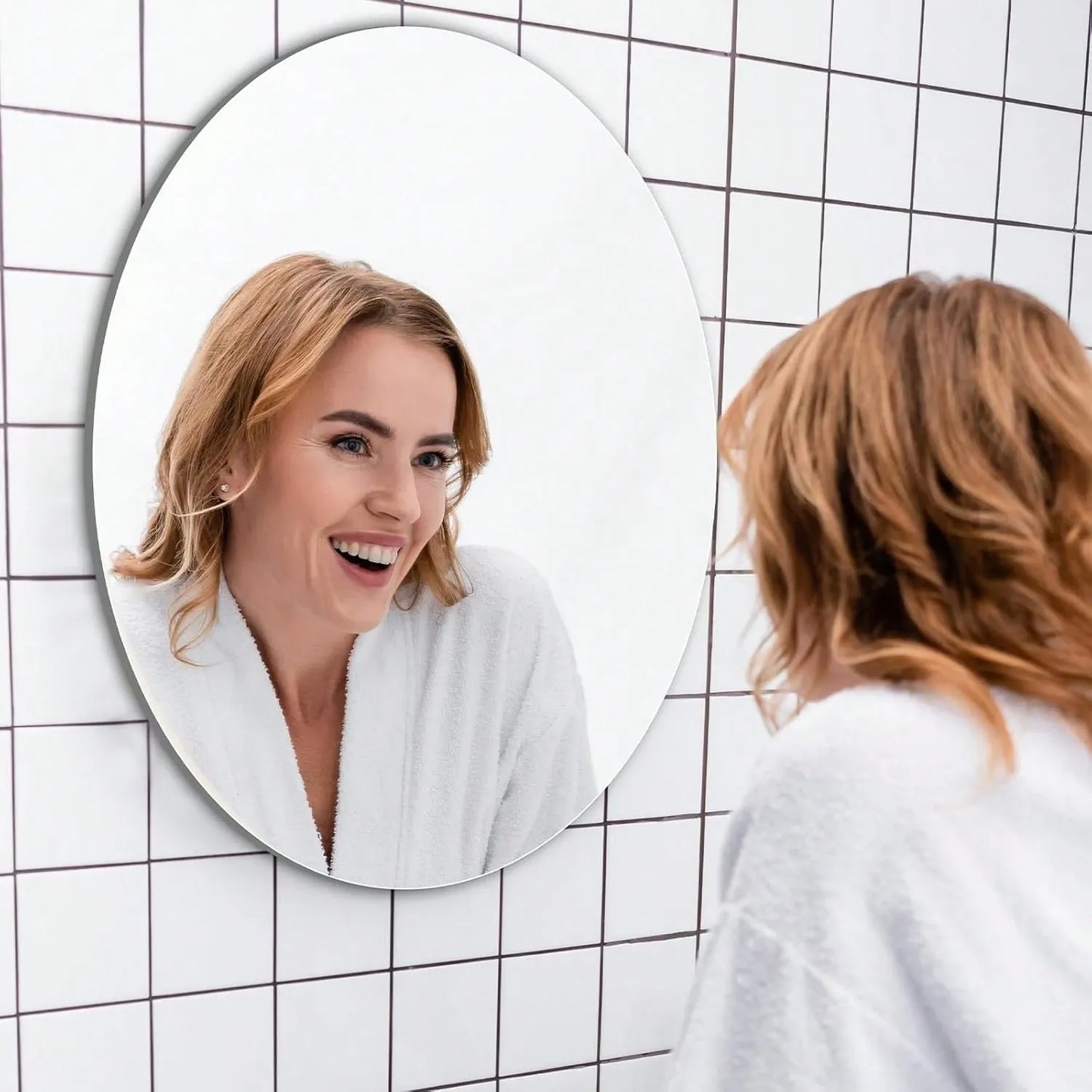 Round/Oval Acrylic Mirror Wall Sticker – Self-Adhesive, Non-Glass