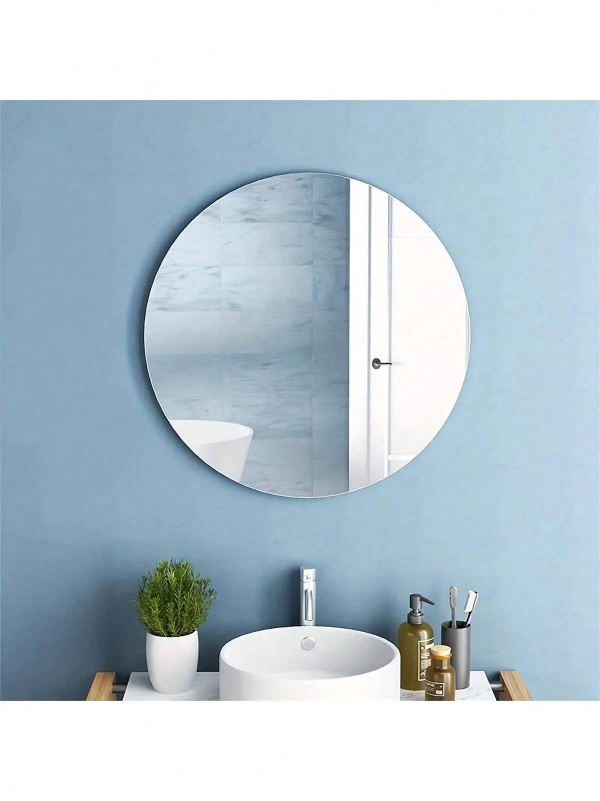Round/Oval Acrylic Mirror Wall Sticker – Self-Adhesive, Non-Glass