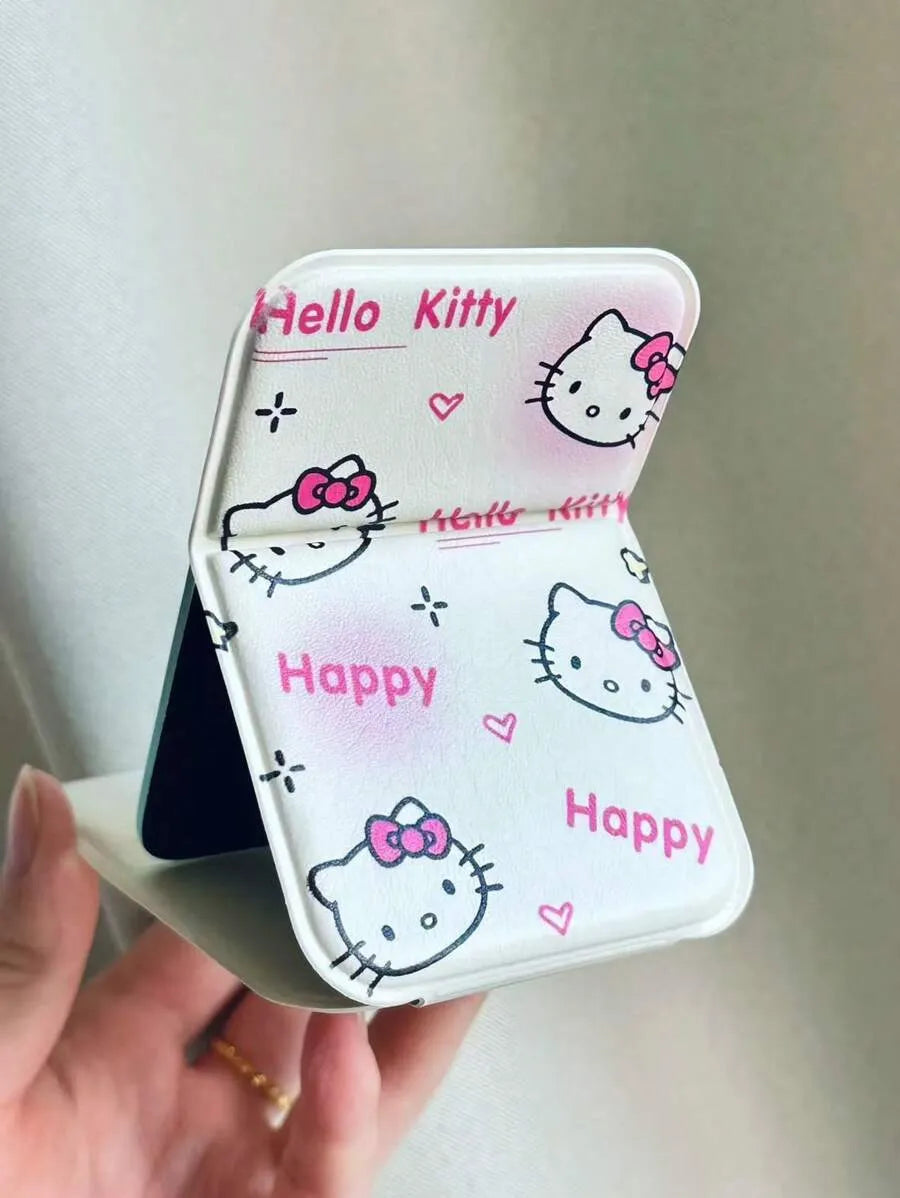Sanrio Hello Kitty Portable Folding Makeup Mirror – Compact Travel Mirror for Girls, Offices, and Dormitories