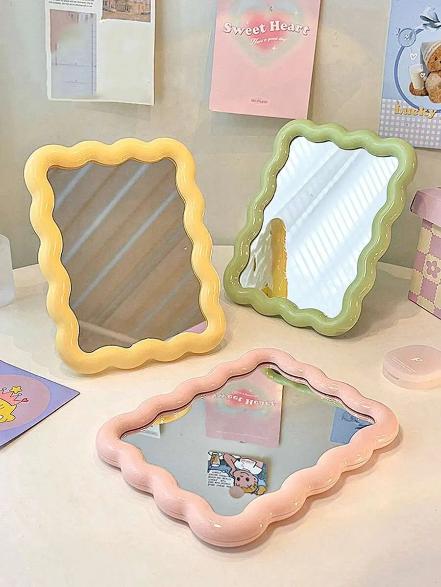1pc Folding Makeup Mirror, Dopamine Desktop Portable Mirror, 90° Adjustable Stand And Wall Mountable