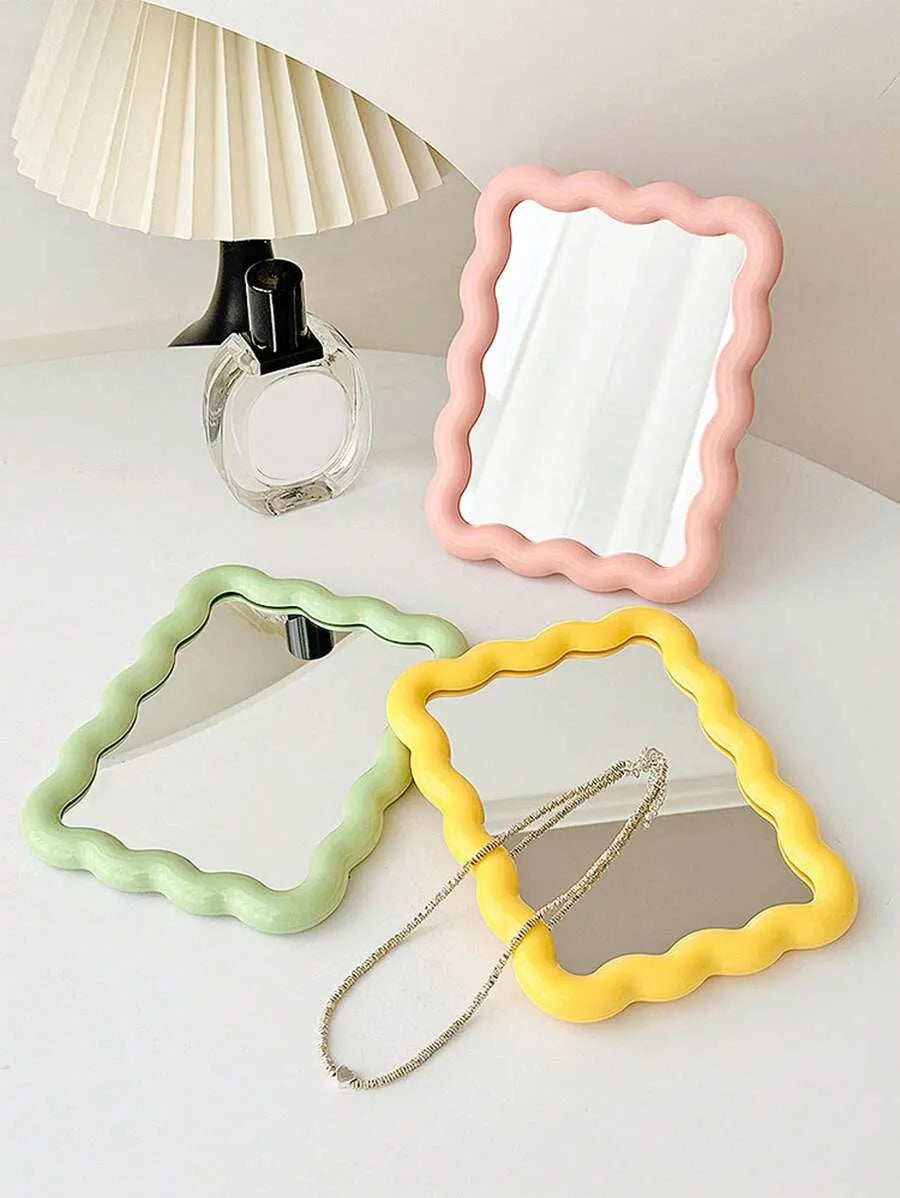 1pc Folding Makeup Mirror, Dopamine Desktop Portable Mirror, 90° Adjustable Stand And Wall Mountable