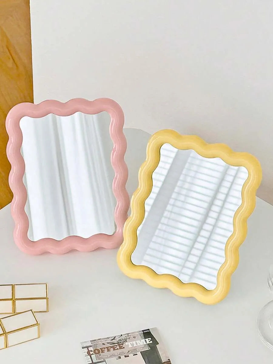 1pc Folding Makeup Mirror, Dopamine Desktop Portable Mirror, 90° Adjustable Stand And Wall Mountable