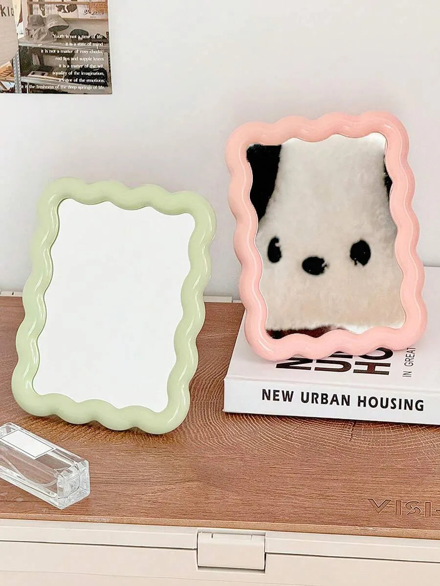 1pc Folding Makeup Mirror, Dopamine Desktop Portable Mirror, 90° Adjustable Stand And Wall Mountable