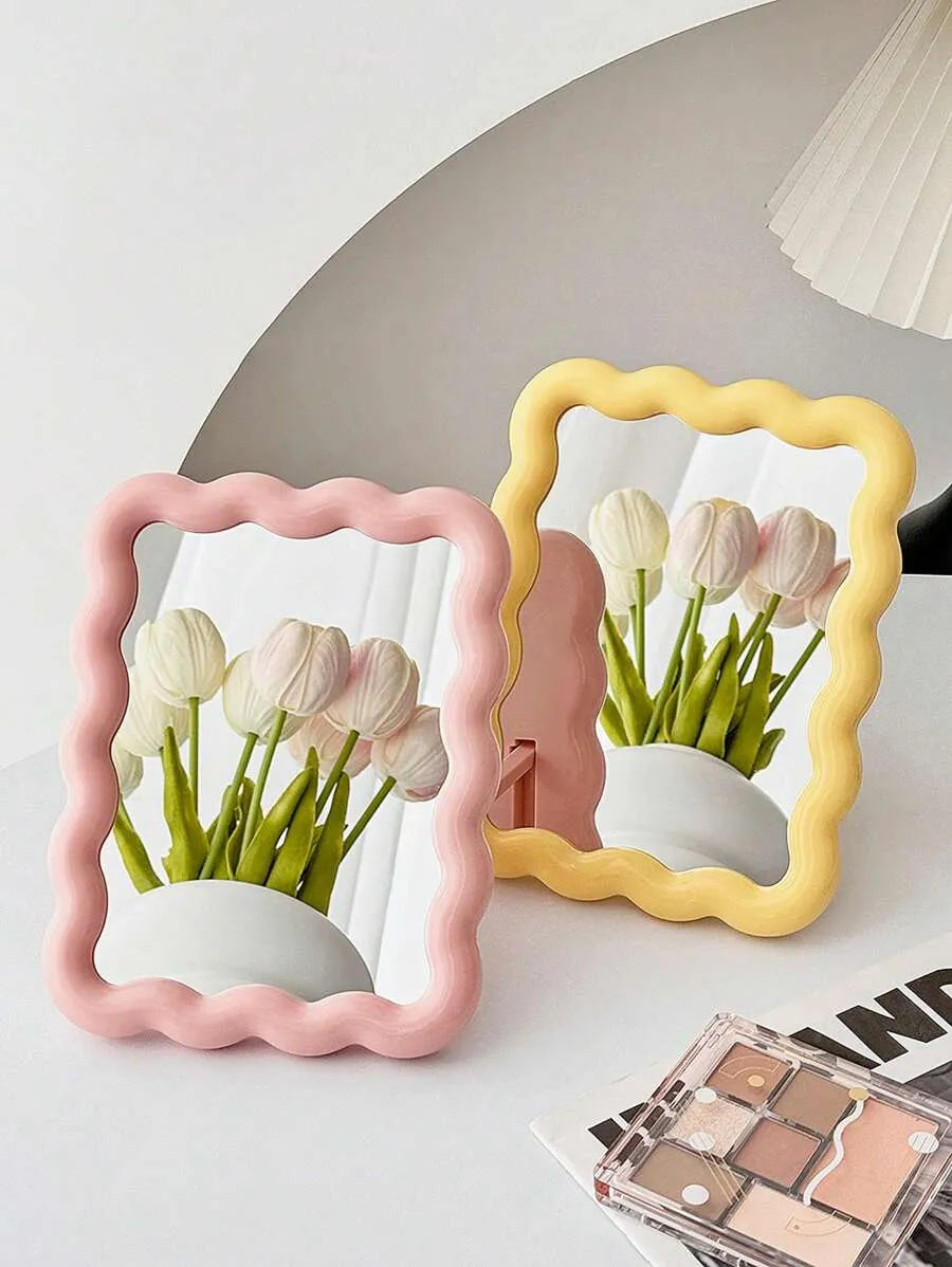 1pc Folding Makeup Mirror, Dopamine Desktop Portable Mirror, 90° Adjustable Stand And Wall Mountable