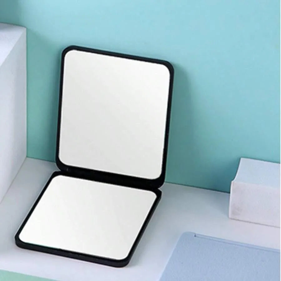 1PC Portable Double-Sided Square Makeup Mirror – Travel Desktop Vanity Mirror, Student Dormitory Style