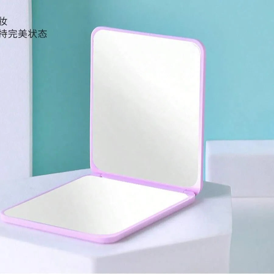 1PC Portable Double-Sided Square Makeup Mirror – Travel Desktop Vanity Mirror, Student Dormitory Style