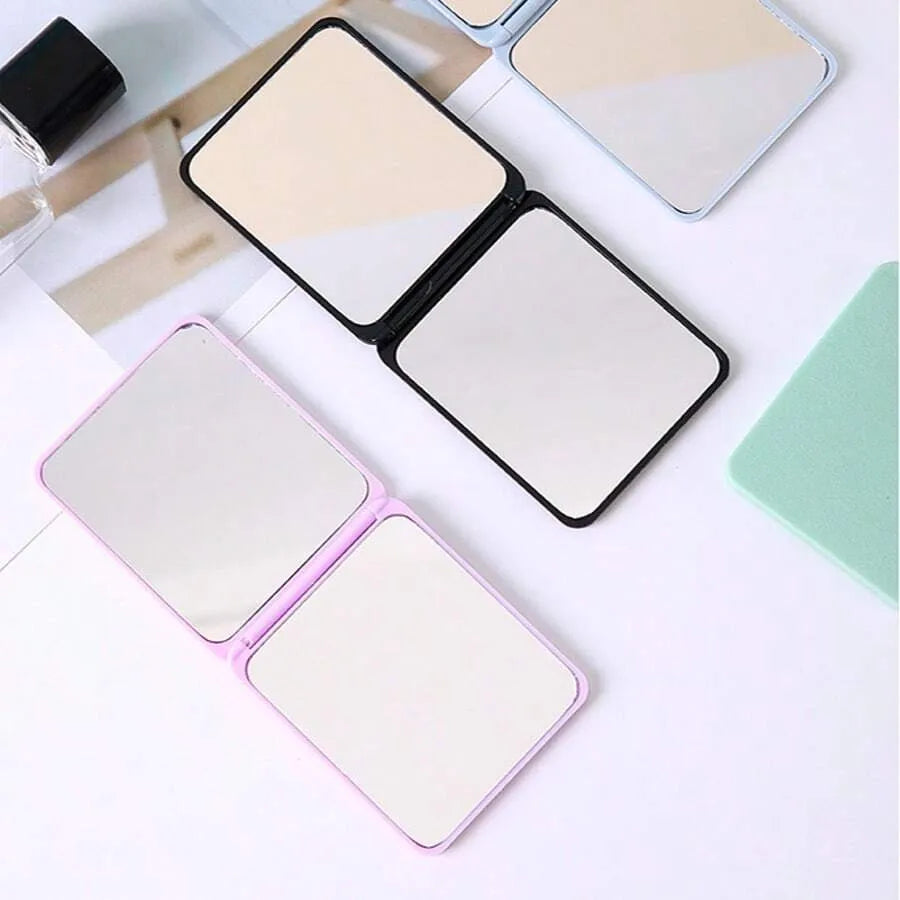 1PC Portable Double-Sided Square Makeup Mirror – Travel Desktop Vanity Mirror, Student Dormitory Style
