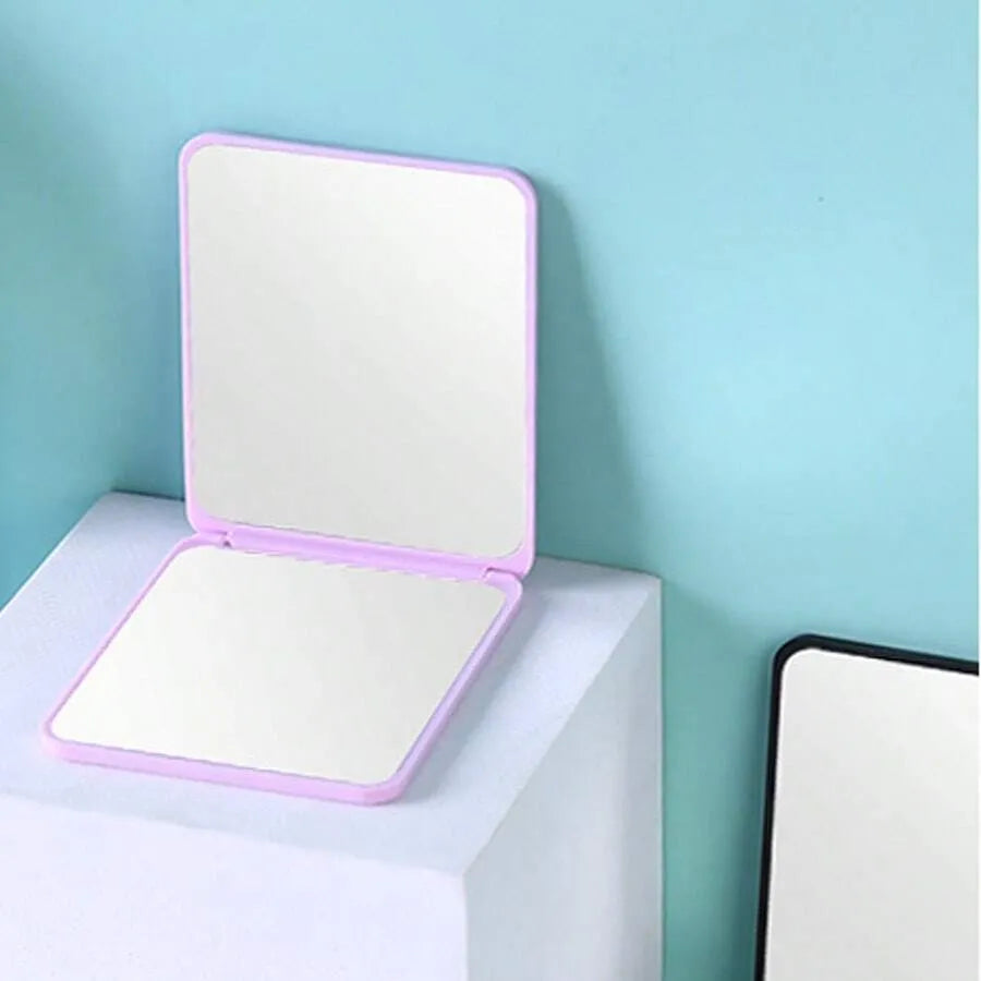 1PC Portable Double-Sided Square Makeup Mirror – Travel Desktop Vanity Mirror, Student Dormitory Style