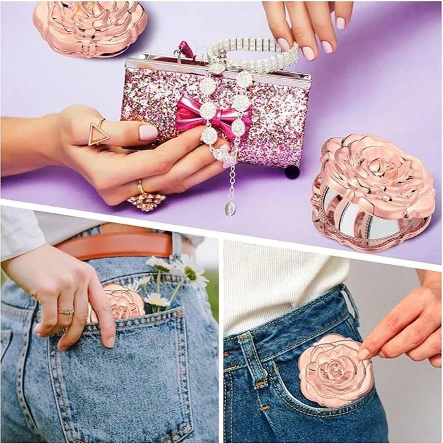 Rose Compact Mirror – Exquisite and Convenient to Carry, Ideal for Wedding Gifts and Party Decorations
