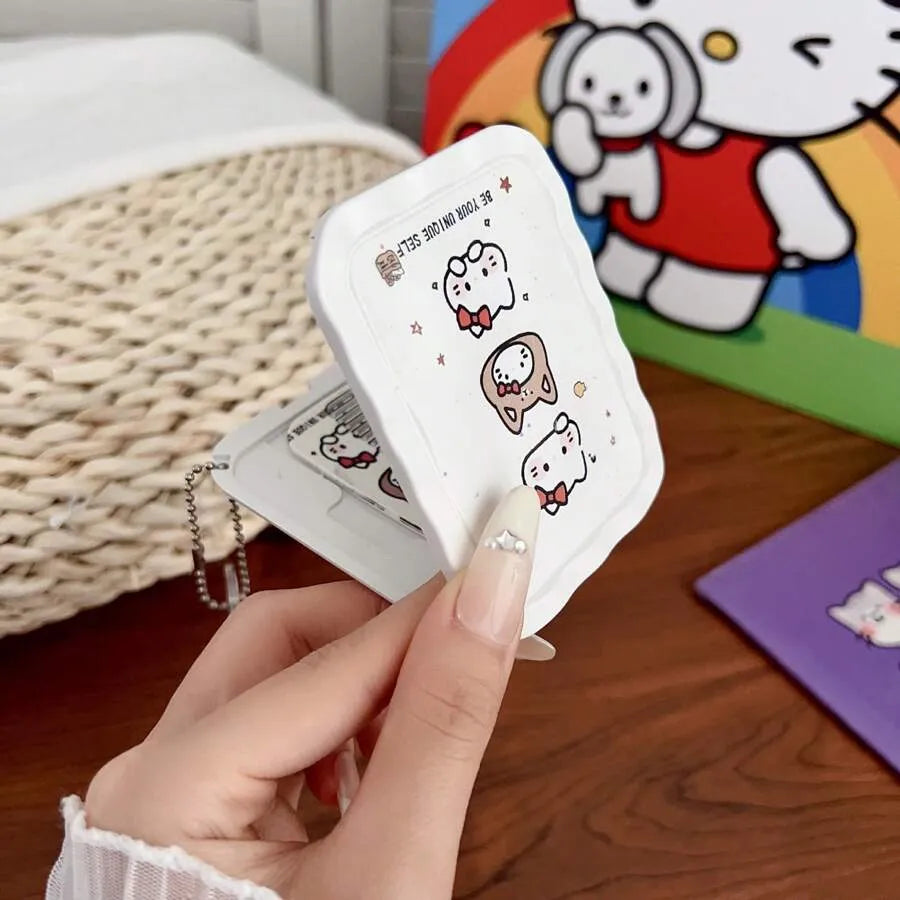 Sanrio Cute Foldable and Portable Makeup Mirror, 2-In-1 Mini Handheld Makeup Mirror and Comb, Perfect for Students and Young Girls