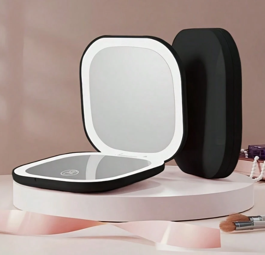 1Handheld LED Makeup Mirror – Rechargeable, High-Definition Portable Vanity Mirror with Tri-Color Lighting