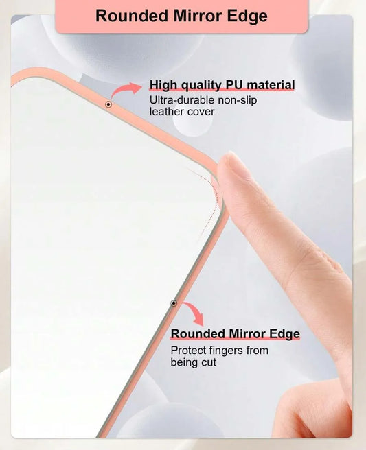 1PC New Portable Foldable PU Leather Mini Makeup Mirror, Compact Square Design, Tabletop Stand