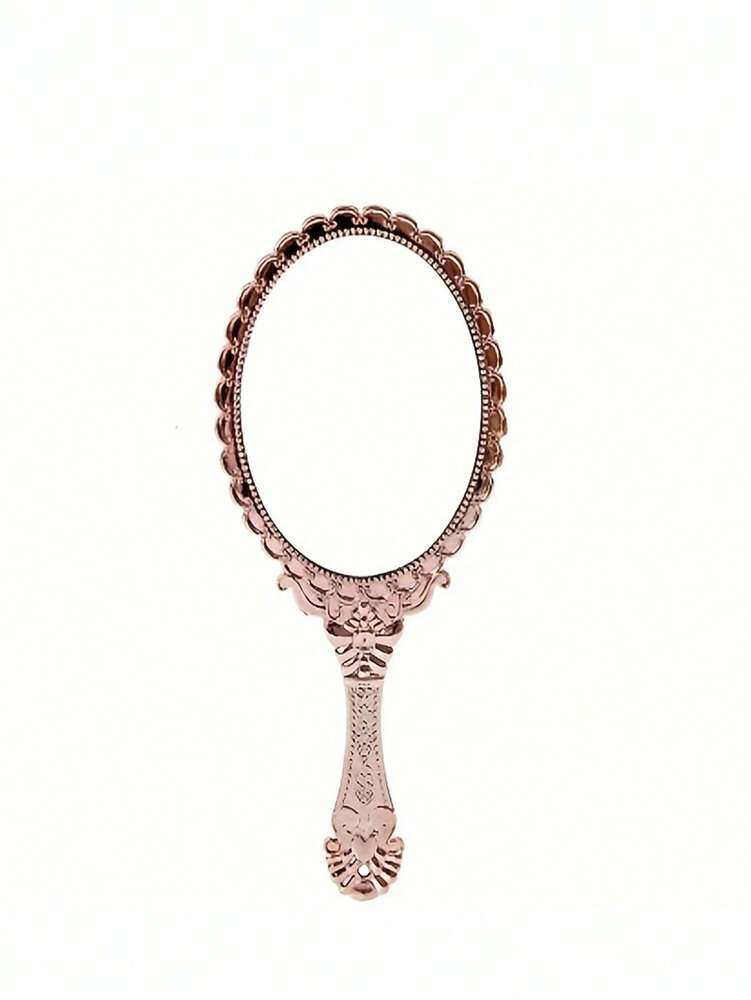 Vintage Floral Pattern Handheld Mirror – High Definition Portable Makeup Mirror