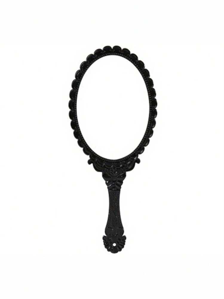 Vintage Floral Pattern Handheld Mirror – High Definition Portable Makeup Mirror
