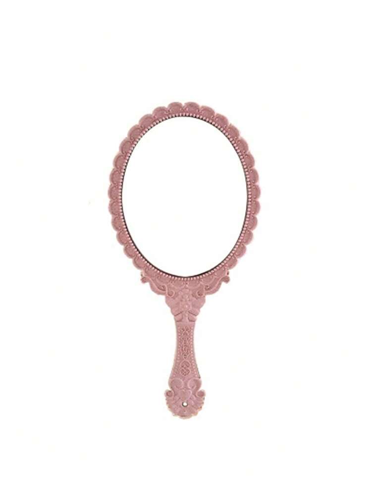 Vintage Floral Pattern Handheld Mirror – High Definition Portable Makeup Mirror