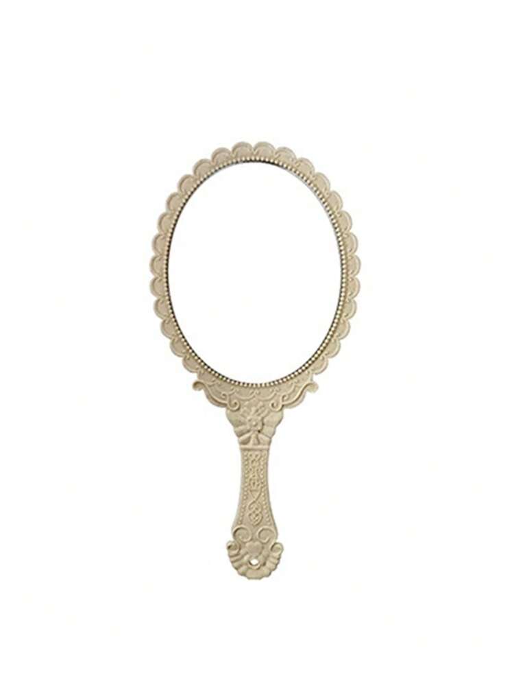Vintage Floral Pattern Handheld Mirror – High Definition Portable Makeup Mirror