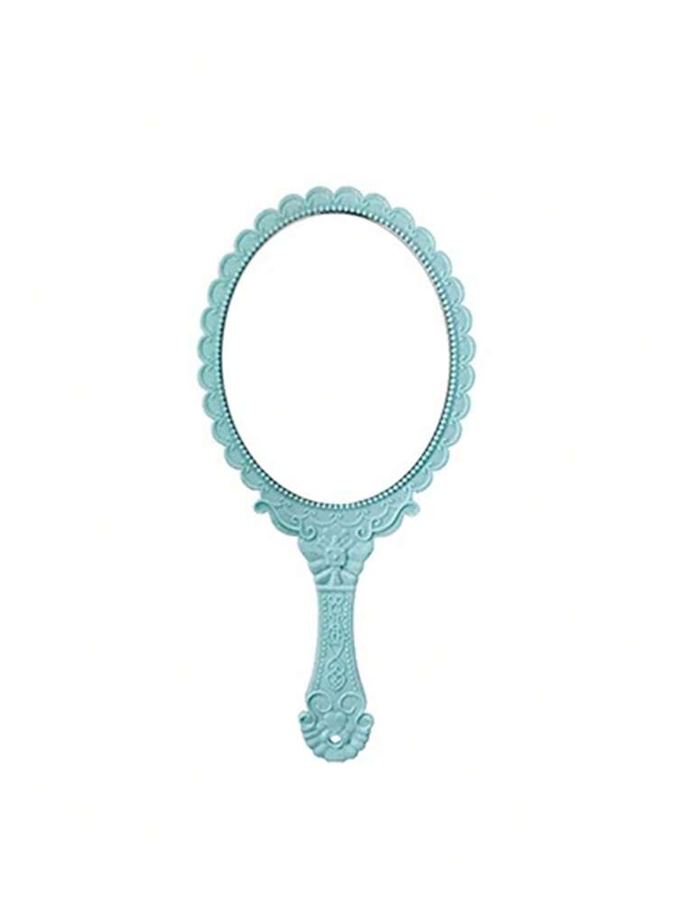 Vintage Floral Pattern Handheld Mirror – High Definition Portable Makeup Mirror