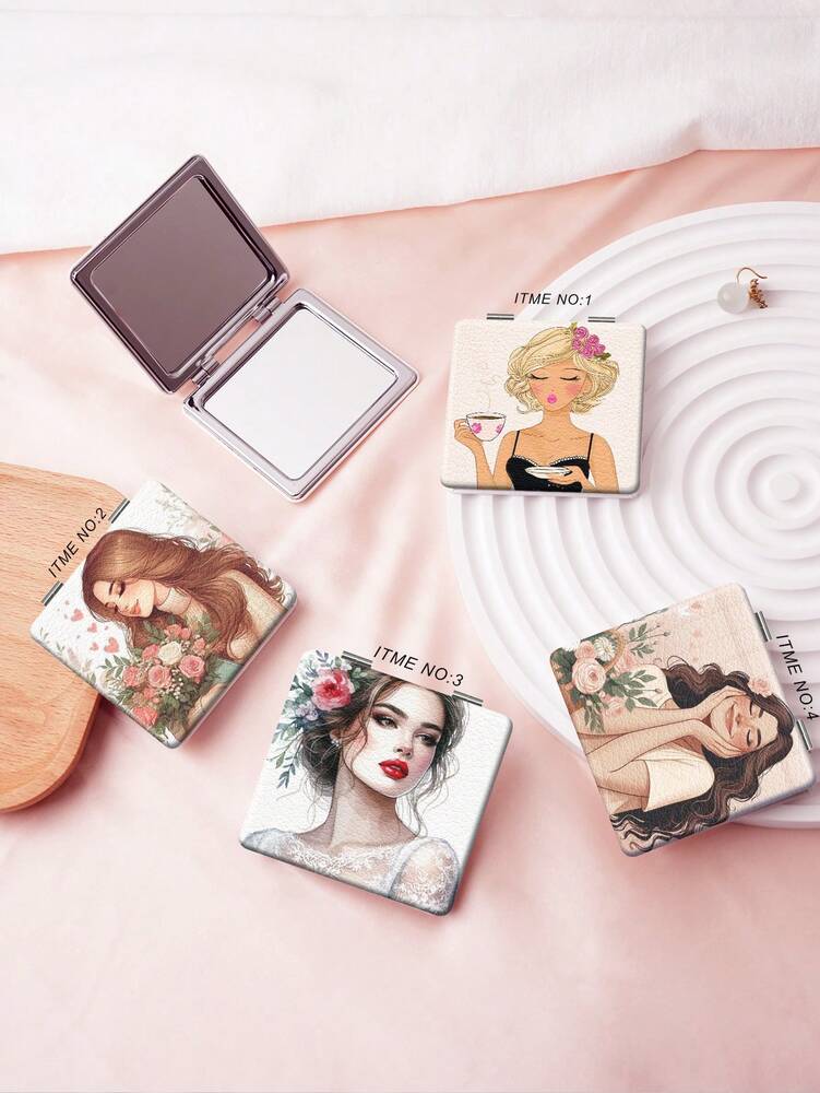 Y2K Series Portable Vanity Mirror, Foldable, Lightweight, Ultra-Thin, Convenient Hand Mirror with Stainless Steel Coating