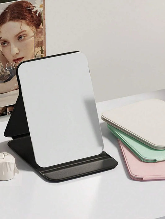 1-Piece HD Portable Vanity Mirror - Foldable Rectangular Design With Rounded Corners | Clear High-Definition Reflection For Makeup & Grooming