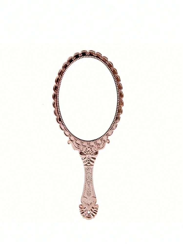 Vintage Floral Pattern Handheld Mirror – High Definition Portable Makeup Mirror