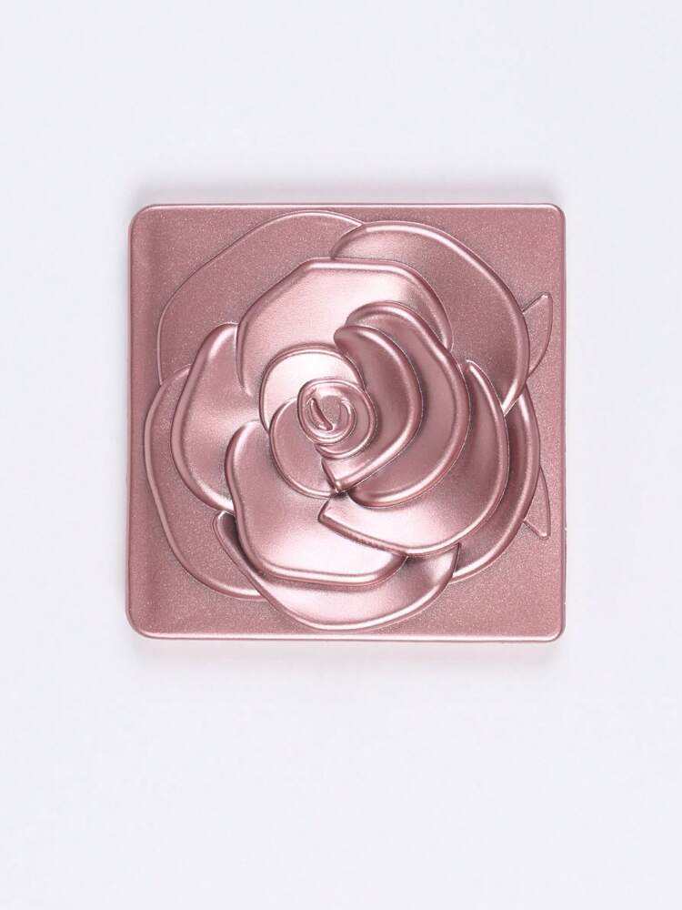 SHEIN 1pc Rose Design Compact Mirror, Elegant Square Travel Makeup Mirror for Women and Girls, Portable Folding Handheld Cosmetic Mirror