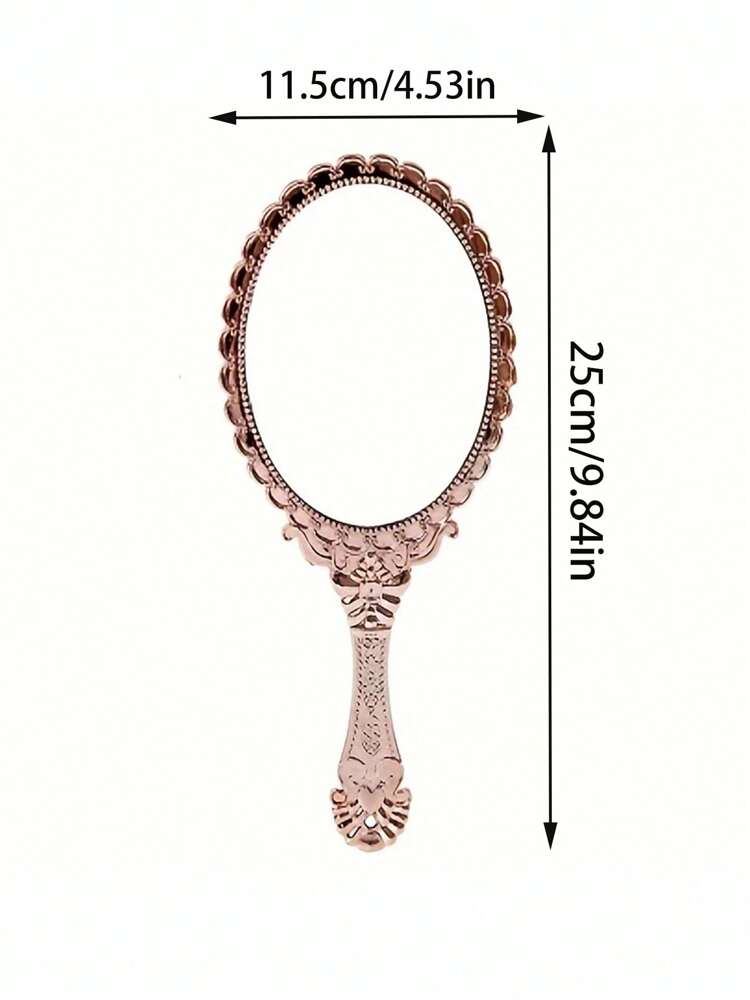 Vintage Floral Pattern Handheld Mirror – High Definition Portable Makeup Mirror