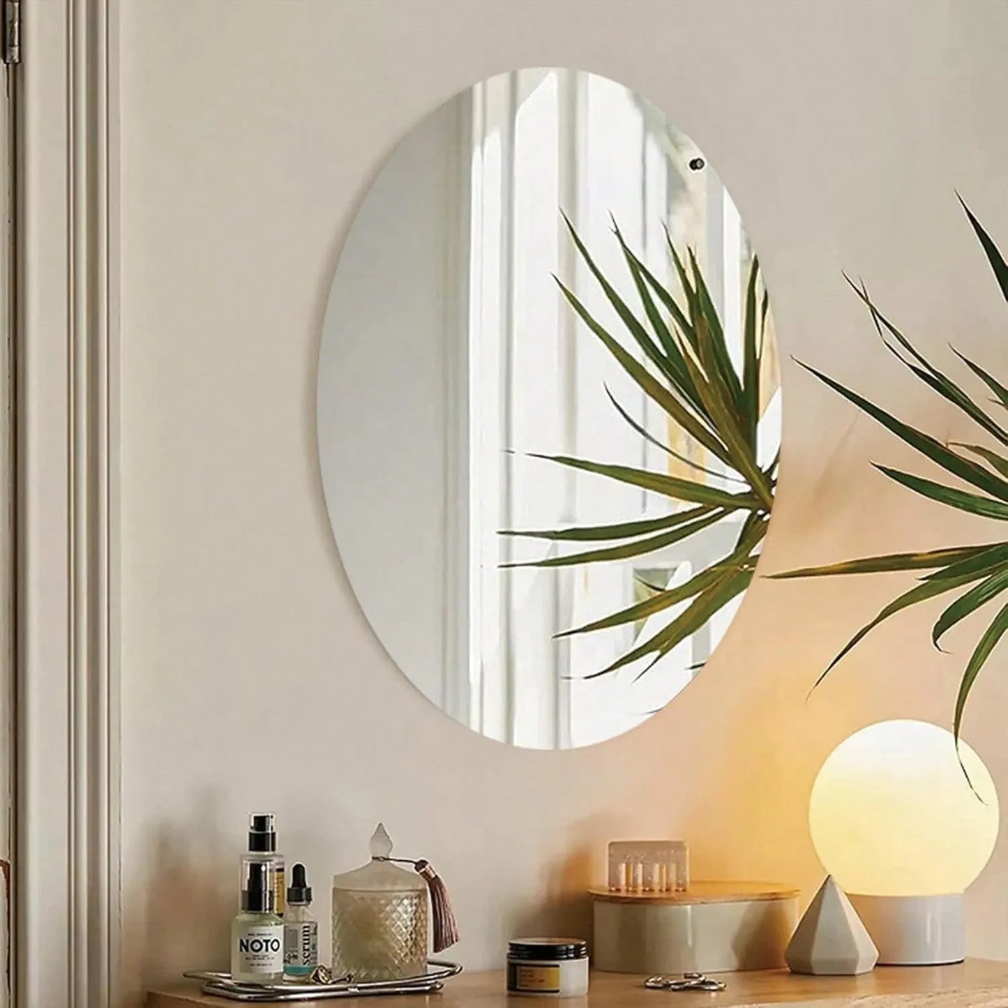 Round/Oval Acrylic Mirror Wall Sticker – Self-Adhesive, Non-Glass