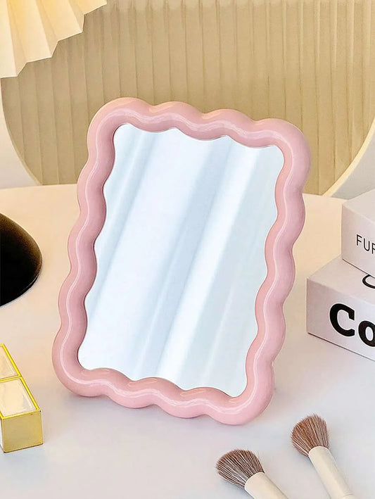 1pc Folding Makeup Mirror, Dopamine Desktop Portable Mirror, 90° Adjustable Stand And Wall Mountable