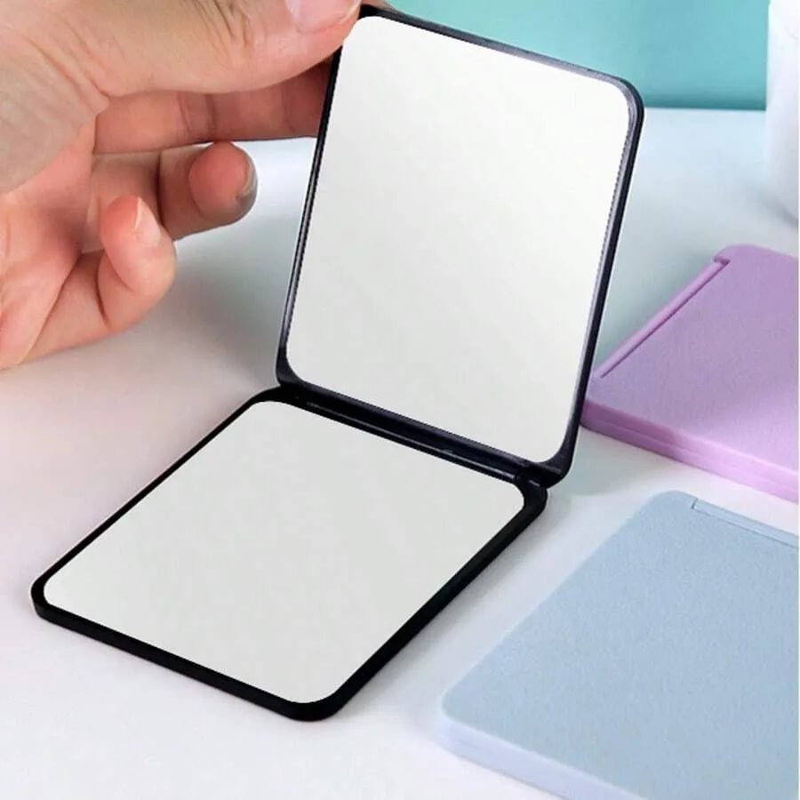 1PC Portable Double-Sided Square Makeup Mirror – Travel Desktop Vanity Mirror, Student Dormitory Style